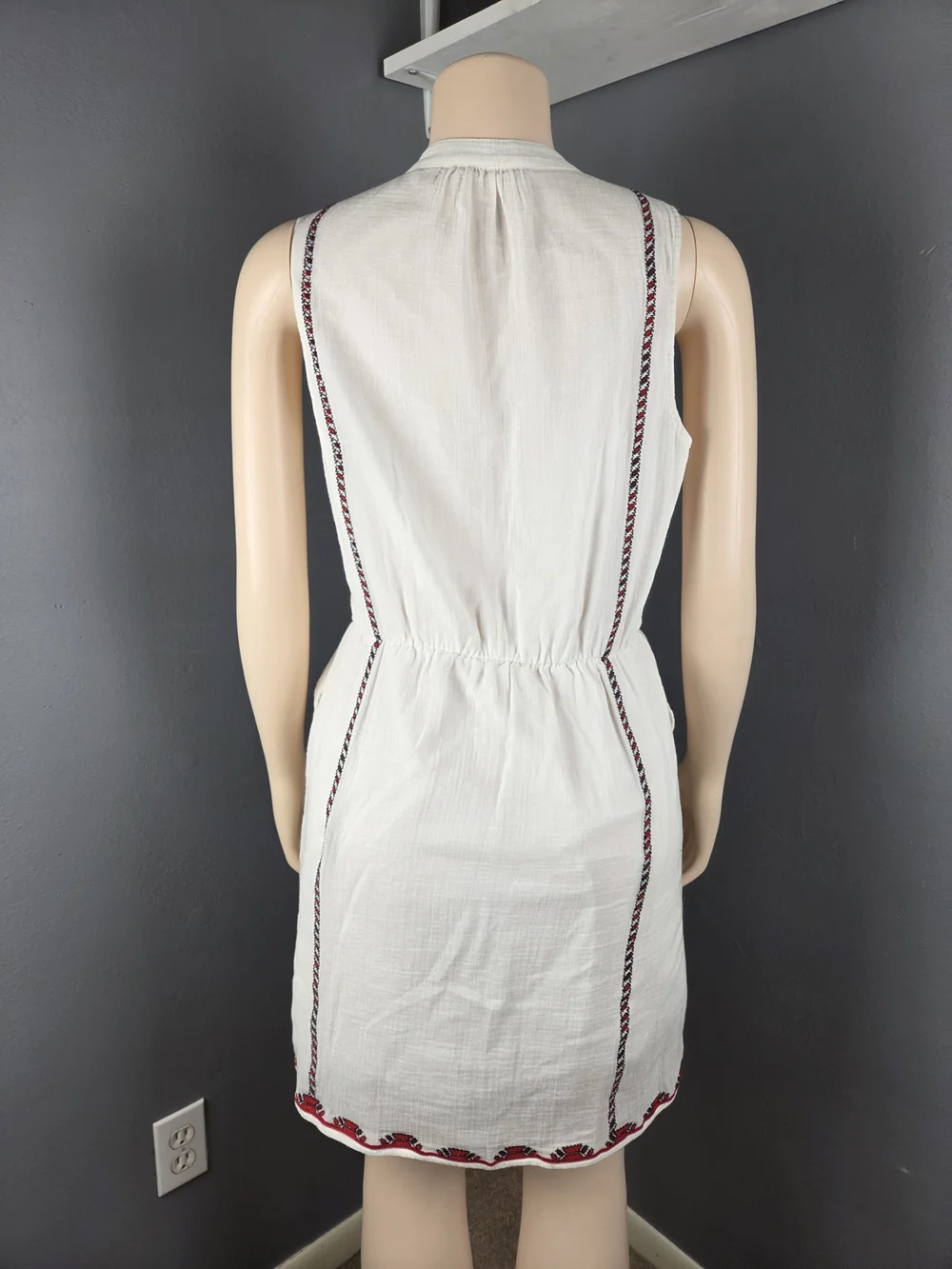 Madewell White Sleeveless Midi Dress with Red & Black Embroidery - Picture 11 of 11
